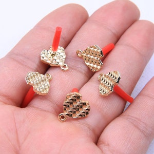 Gold Heart Earring Charms: Sterling Silver Post, Alloy Pendant (12mm) image 1