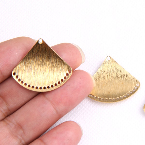 Raw brass earring connector -Brass earring charms-Fan shape earrings-earring pendant-Geoometrical shape findings-Jewelry supply BR0003