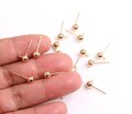 Gold plated brass earring post -Brass earring charms-ball shape earring connector-earring pendant-earring  findings jewelry supply BR0024