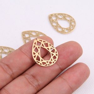 Brass earrings-Earring copper accessories-Earring pendant-Brass earring charms-Earring connector-Brass jewelry-Drop shape earrings BR0284