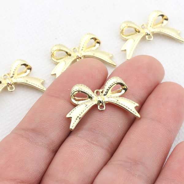 Gold plated alloy earring pendant-Alloy earring charm-Bow shape earring parts-earring connector-earring finding-jewelry supply BR1202