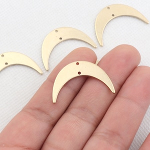 Brass earrings-Earring copper accessories-Earring connector-Brass earring charm-Earring pendant-Brass jewelry-Moon shape earring BR1192