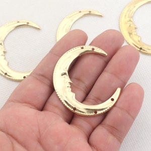 Brass earrings-Earring copper accessories-Earring connector-Brass earring charm-Earring pendant-Brass jewelry-Moon shape earring BR1354