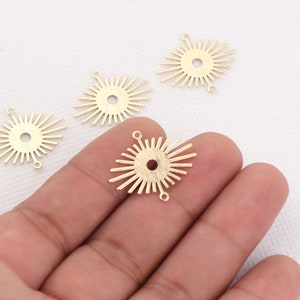 Brass earrings-Earring copper accessories-Earring connector-Brass earring charms-Earring pendant-Brass jewelry-Sun shape earrings BR0951
