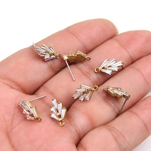 Brass Zircon Earring Post -Brass earring charms-ball shape earring connector-earring pendant-Brass earring  findings jewelry supply BR0418