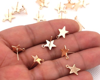 Gold plated brass earring post -Brass earring charms-Star shape earring connector-earring pendant-earring  findings jewelry supply BR0963