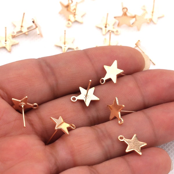 Gold plated brass earring post -Brass earring charms-Star shape earring connector-earring pendant-earring  findings jewelry supply BR0963