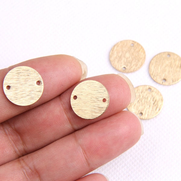 Brass earrings-Earring copper accessories-Earring connector-Brass earring charms-Earring pendant-Circle double hole shape earringsBR0016