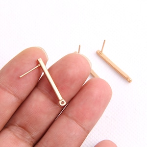 Gold plated alloy earring post -Electroplated earring charms-Stick shape earring connector-earring pendant-earring  findings jewelry  BR0071