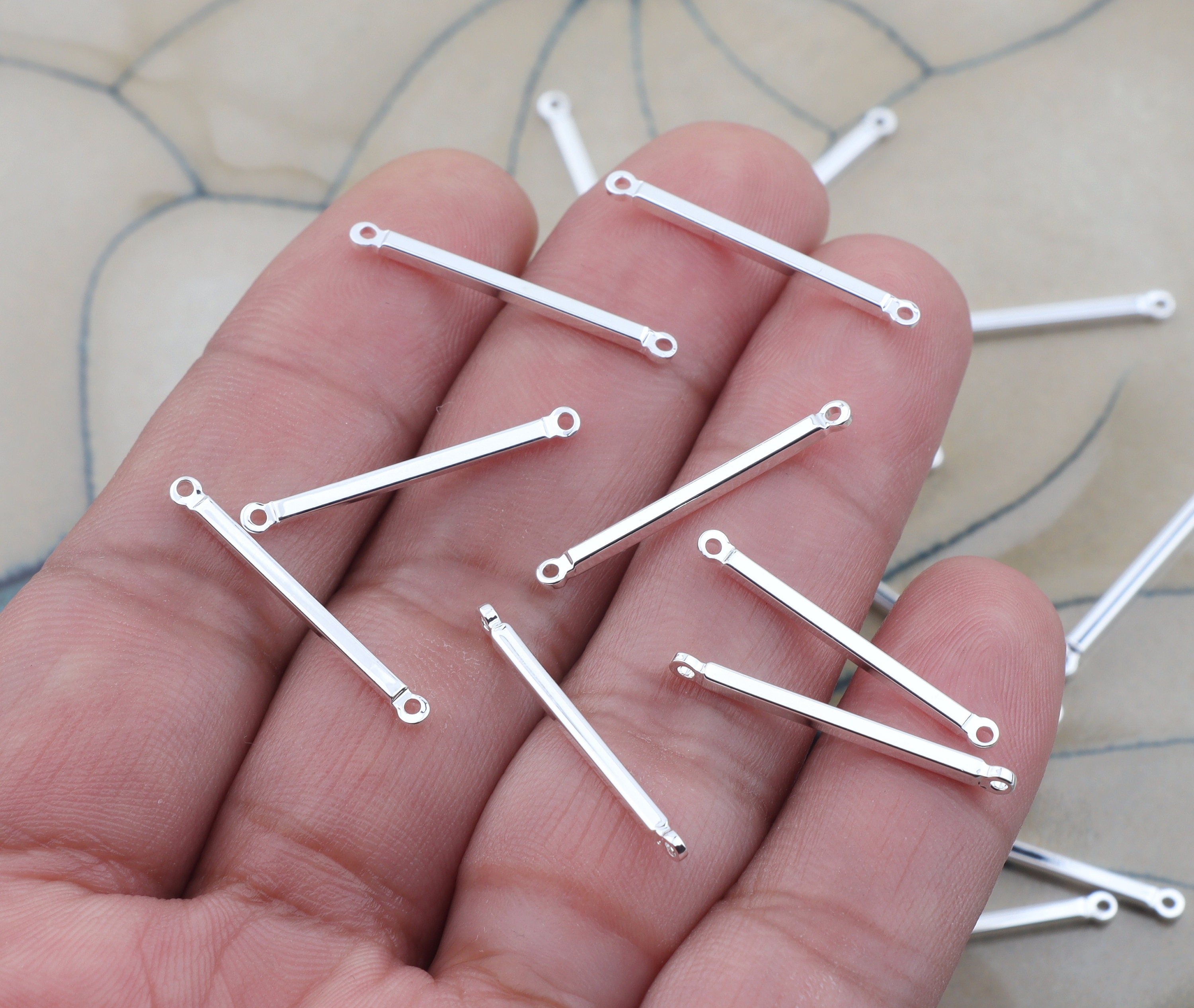 Silver Plated Brass Earring-Earring copper accessories-Earring pendant-Brass earring charms-Earring connector-Bar shape earrings BR1120