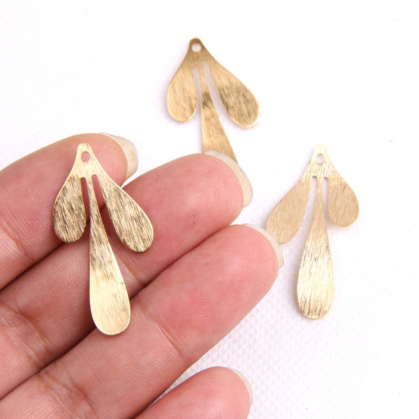 Brass earrings-Earring copper accessories-Earring pendant-Brass earring charms-Earring connector-Brass jewelry-Leaf shape earrings BR0009