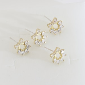 Brass zircon minimalist ear stud-Brass earring charms-Special shape earring connector-earring pendant-Brass earring findings BR1393