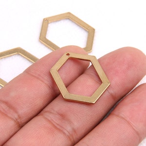 Brass earrings-Earring copper accessories-Earring connector-Brass earring charms-Earring pendant-Brass-Hexagonal shape earrings BR0351