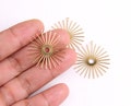 Brass earrings-Earring copper accessories-Earring pendant-Brass earring charms-Earring connector-Brass jewelry-Sun shape earrings BR0026