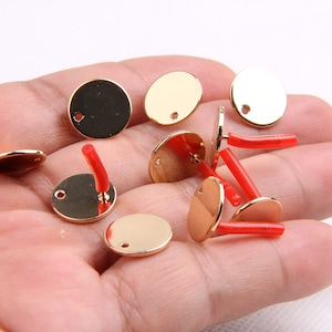 Gold plated brass earring post -Brass earring charms-Coin shape earring connector-earring pendant-earring  findings jewelry supply BR0190