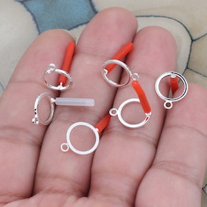 Silver Plated brass earring post-Brass earring charms-Circle shape earring connector-earring pendant-earring findings jewelry supply BR1087