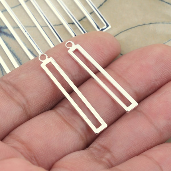 Silver Plated Brass Earring-Earring copper accessories-Earring connector-Earring charms-Earring pendant-Jewelry-Rectangular shape BR1121