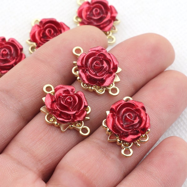 Boucle d'oreille en alliage - Charms de boucle d'oreille en alliage - Connecteur de boucle d'oreille en forme de rose - Boucle d'oreille pendante - Accessoires pour la fabrication de bijoux BR1179