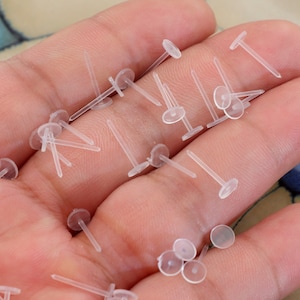 6mm silicone flat bottom earring post-Brass earring charms-earring connector-earring pendant-earring findings jewelry supply BR1436