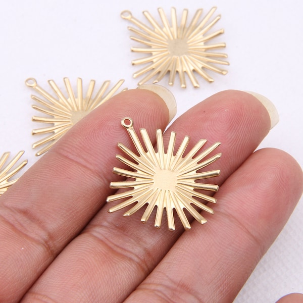 Brass earrings-Earring copper accessories-Earring connector-earring charms-Earring pendant-Brass jewelry-Sun flower shape earrings BR0558