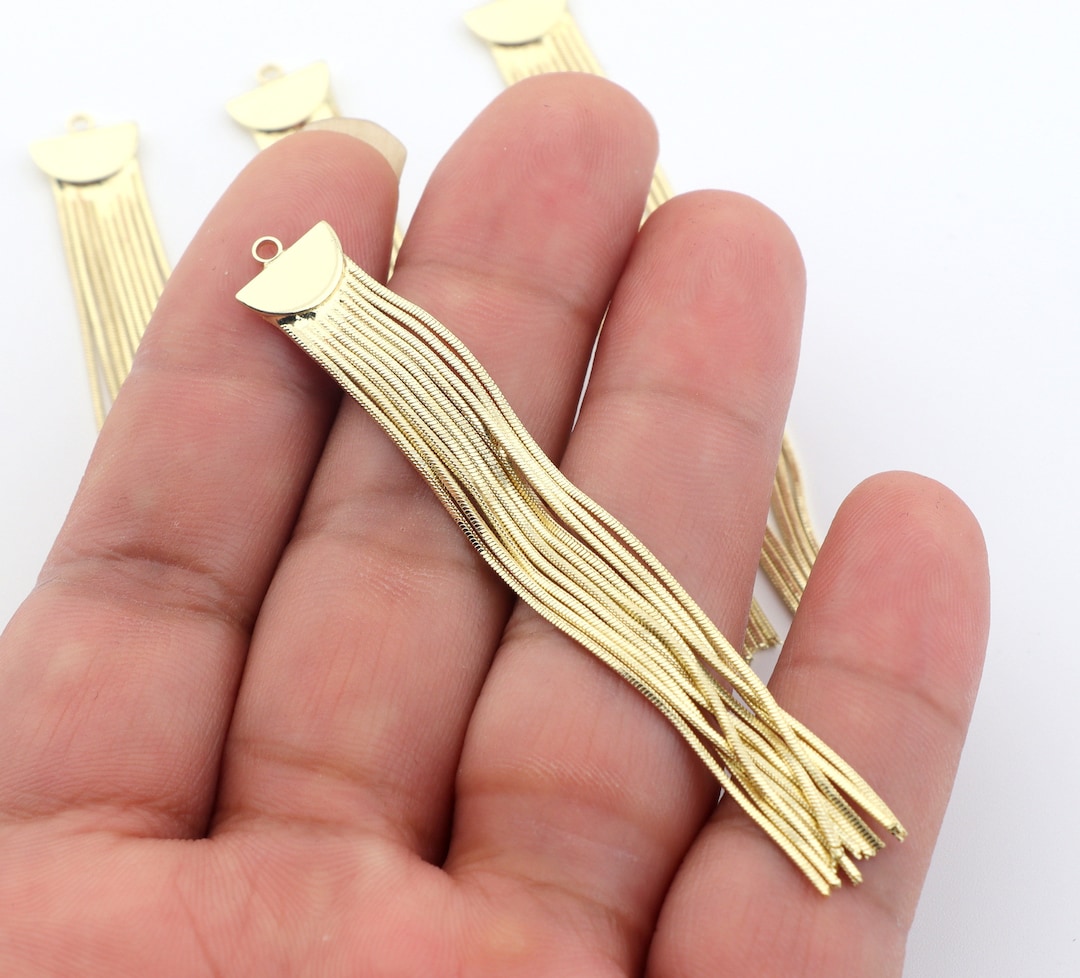 14K Goldplated Brass Tassel Earrings Connectorearrings Charmsspecial
