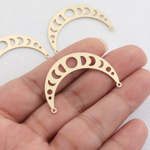 Brass earrings-Earring copper accessories-Earring connector-Brass earring charms-Earring pendant-Brass jewelry-Moon shape earrings BR1112
