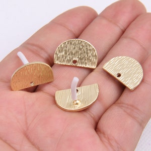 Gold plated alloy earring post -Alloy earring charms-D shape earring connector-earring pendant-earring  findings jewelry supply BR0396
