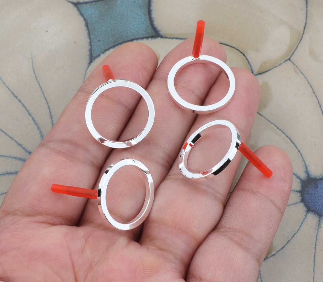 Silver Plated Brass Earring Postbrass Earring Charmscircle Shape