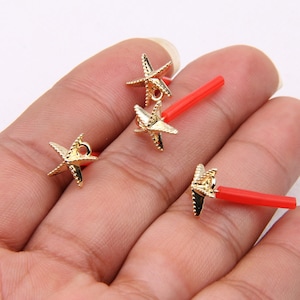 Gold plated alloy earring post-Alloy earring charms-Starfish shape earring connector-earring pendant-earring  findings jewelry supply BR0568