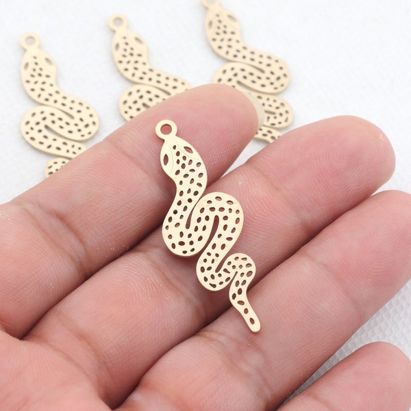 Natural brass earring pendant-Brass earring parts-Earring copper accessories-Earring connector-Earring charms-Snake shaped earrings BR1276