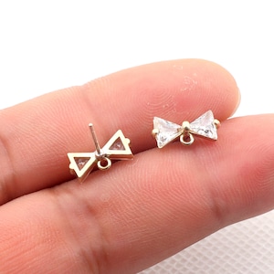 Brass zircon minimalist ear stud-Brass earring charms-Special shape earring connector-earring pendant-Brass earring findings BR1412