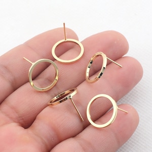 15mm-Gold plated brass earring post-Brass earring charms-Coin shape earring connector-earring pendant-earring findings jewelry supply BR1414