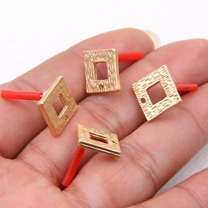 Gold plated alloy earring post-Alloy earring charms-Square shape earring connector-earring pendant-earring  findings jewelry supply BR0569