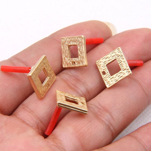 Gold Plated Alloy Earring Postalloy Earring Charmssquare Etsy