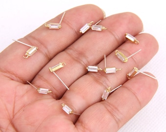 Sterling silver needle zircon earring post-Brass earring charms-Special shape earring connector-earring pendant-Brass earring  findingBR0447