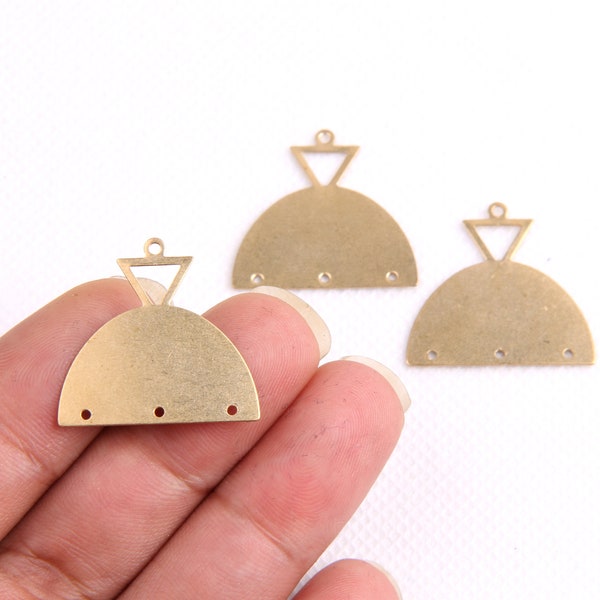Brass earrings-Earring copper accessories-Earring connector-Brass earring charms-Earring pendant-Brass-Semi-circle shape earrings BR0006