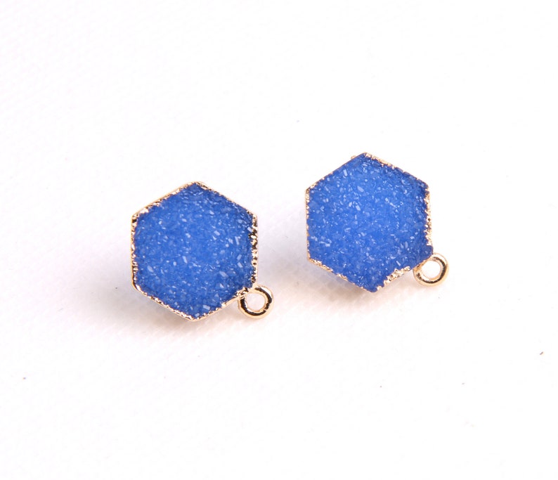 Resin earring post-Earrings charm-resin earrings-earrings accessories-earrings pendant-earrings connector-Hexagonal shape earrings RB0215 image 2