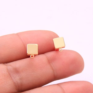 Gold plated brass earring post-Brass earring charms-Square shape earring connector-earring pendant-earring  findings jewelry supply BR0921