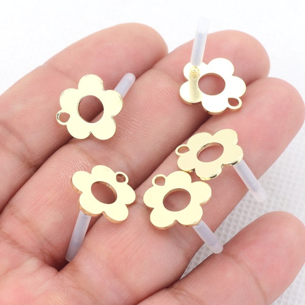 Gold plated alloy earring post-Alloy earring charms-Flower shape earring connector-earring pendant-earring findings jewelry supply BR1141