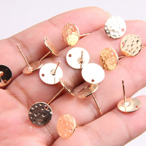 Gold plated brass earring post -Brass earring charms-Coin shape earring connector-earring pendant-earring  findings jewelry supply BR0189