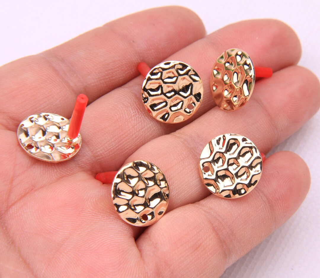 Gold Plated Alloy Earring Post alloy Earring Charmscoin Shape Earring