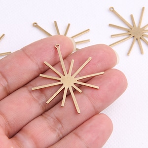 Brass earrings-Earring copper accessories-Earring pendant-Brass earring charms-Earring connector-Brass jewelry-Sun shape earrings BR0184