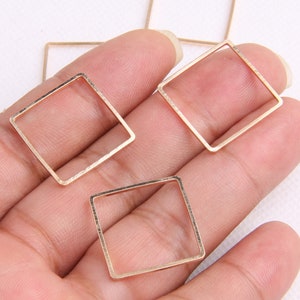 Gold-plated brass earrings-Earring copper accessories-Earring pendant-Brass earring charms-Earring connector-Square shape earrings BR0236