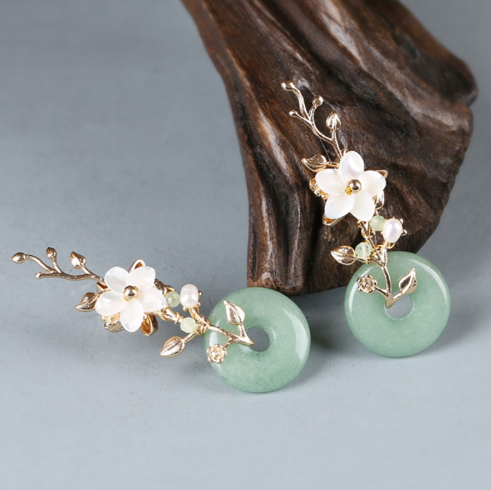 Green Jade Stud Earrings Handmade Vintage Stud Earrings Ethnic Etsy