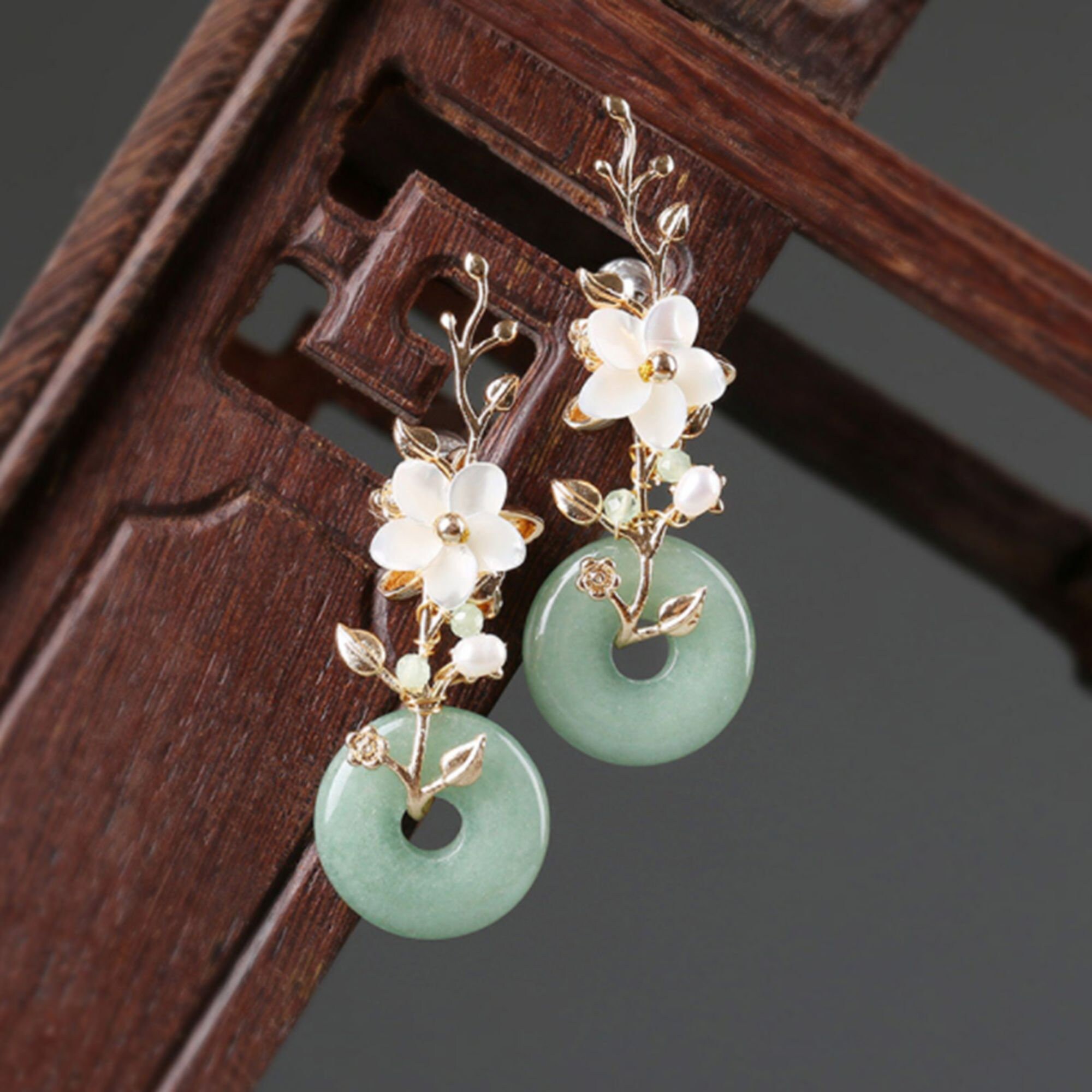 Green Jade Stud Earrings Handmade Vintage Stud Earrings Ethnic Etsy