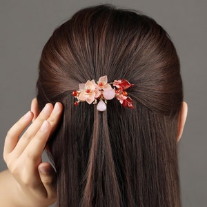 Vintage Hair Clip Pink Flower Hair Pins Floral Barrette