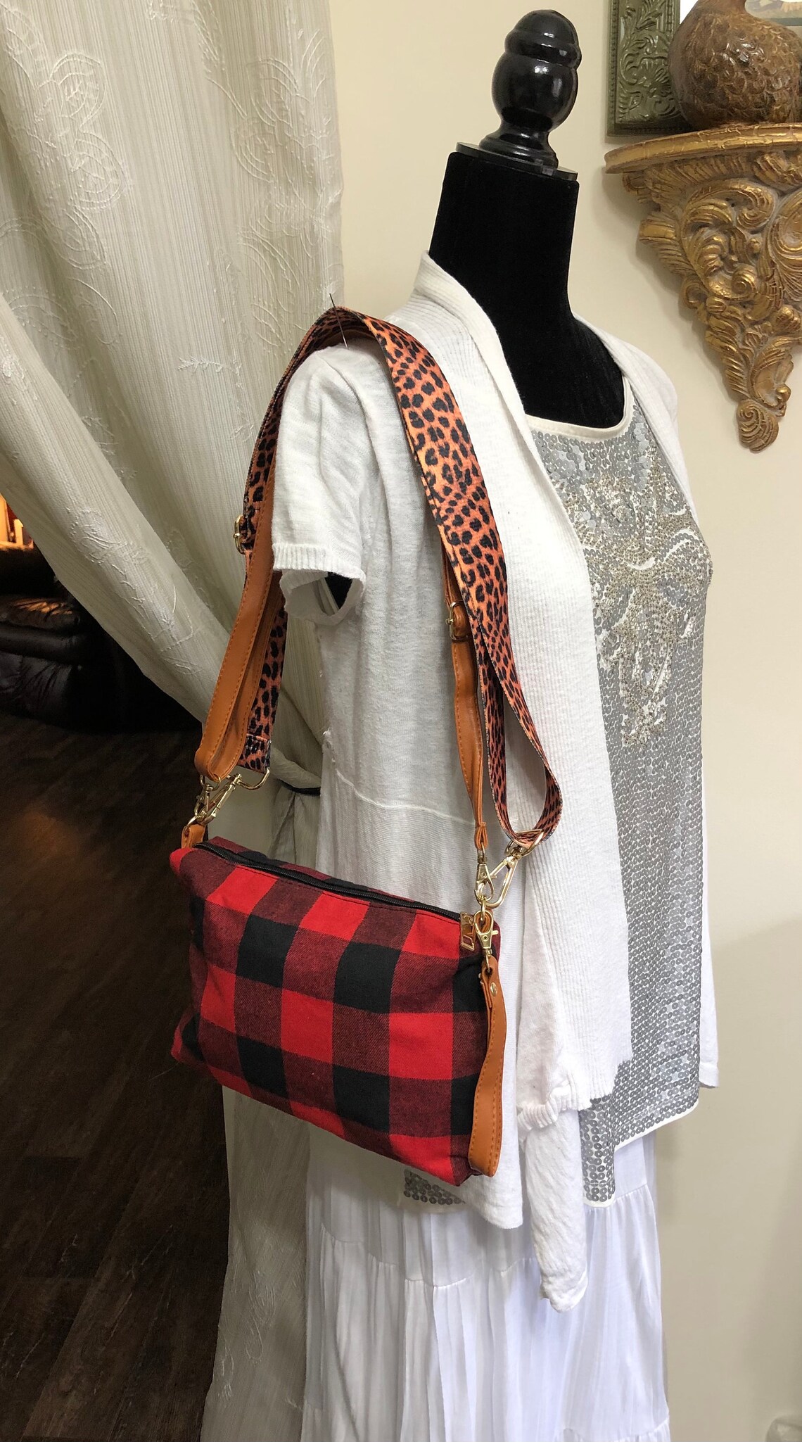 buffalo plaid crossbody bag