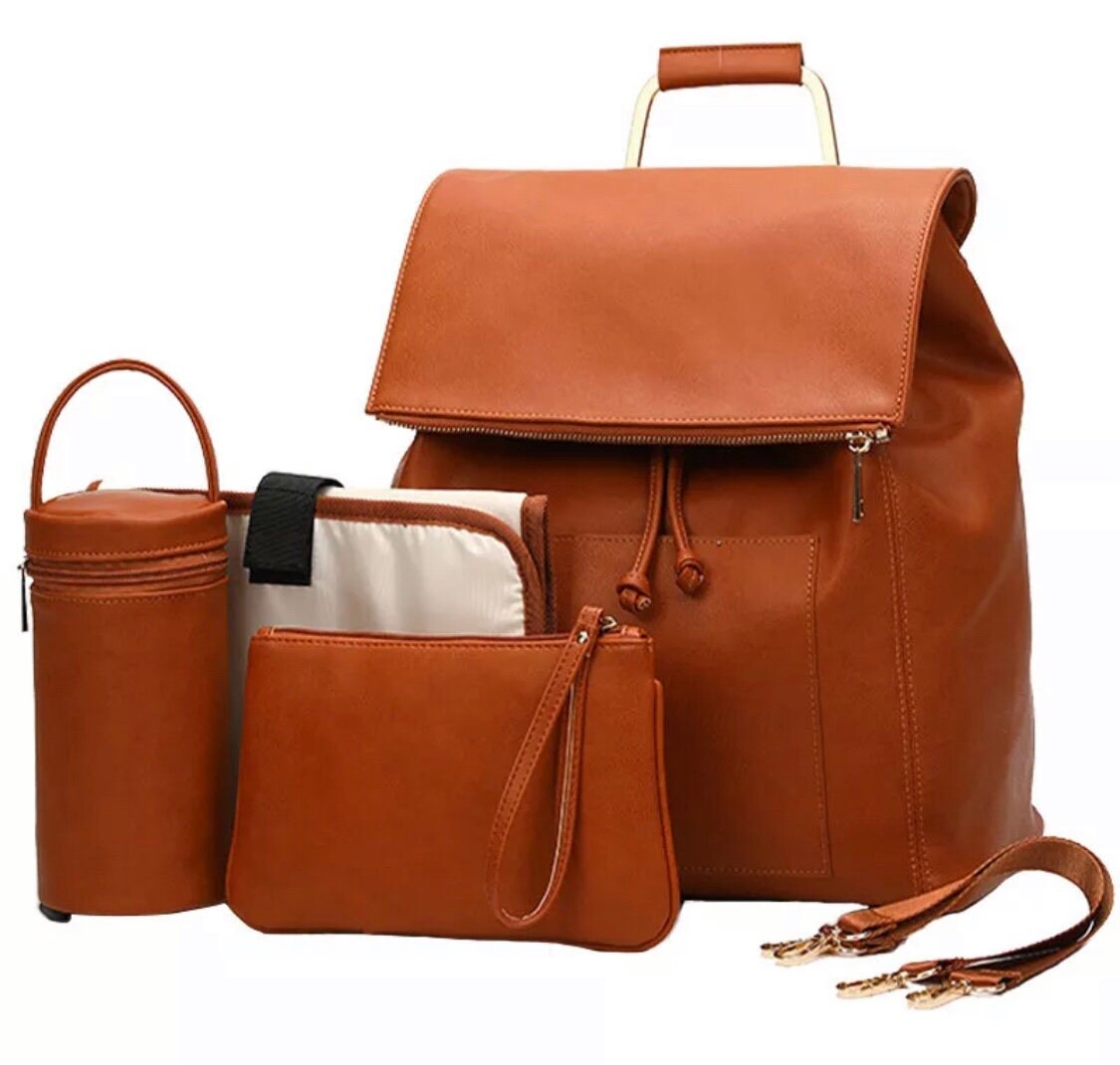 vegan leather diaper bag backpack