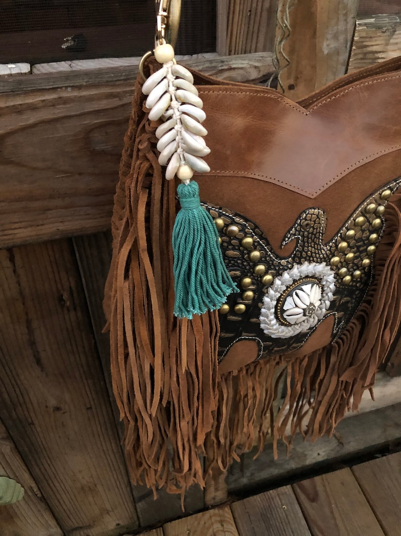 New Genuine Suede Western Leather Fringe Crossbody Bag Handbag Purse Thunderbird SALE