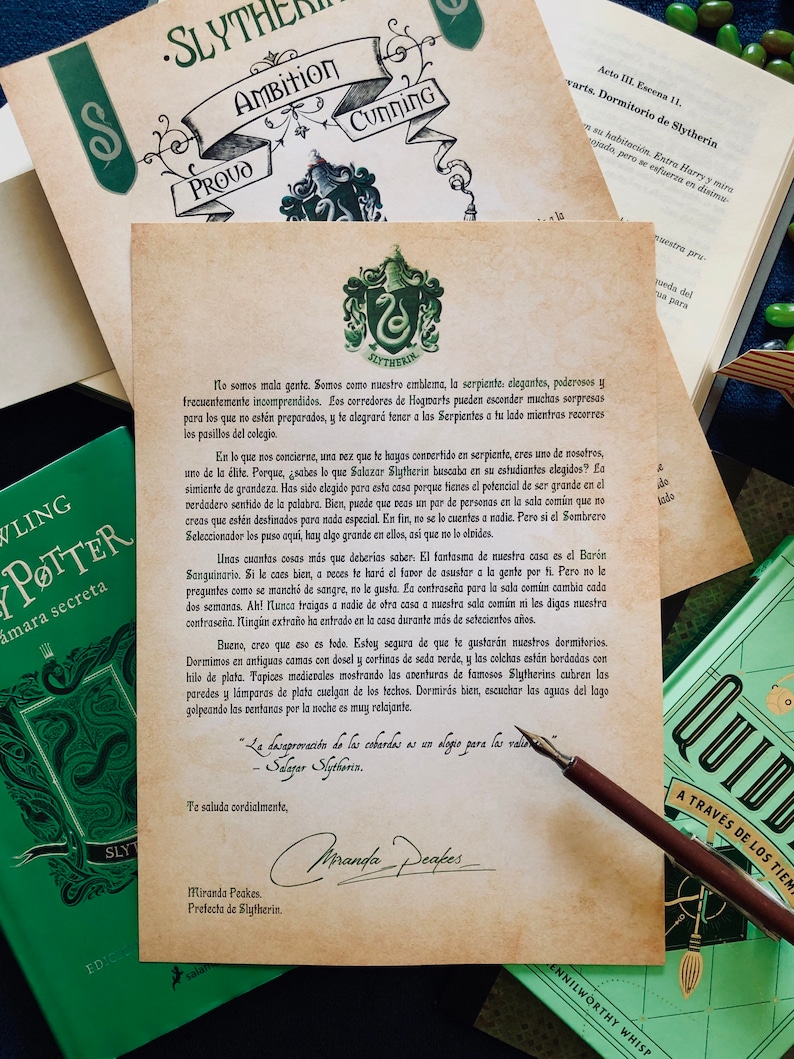 letter to Slytherin House Harry Potter Saga Etsy